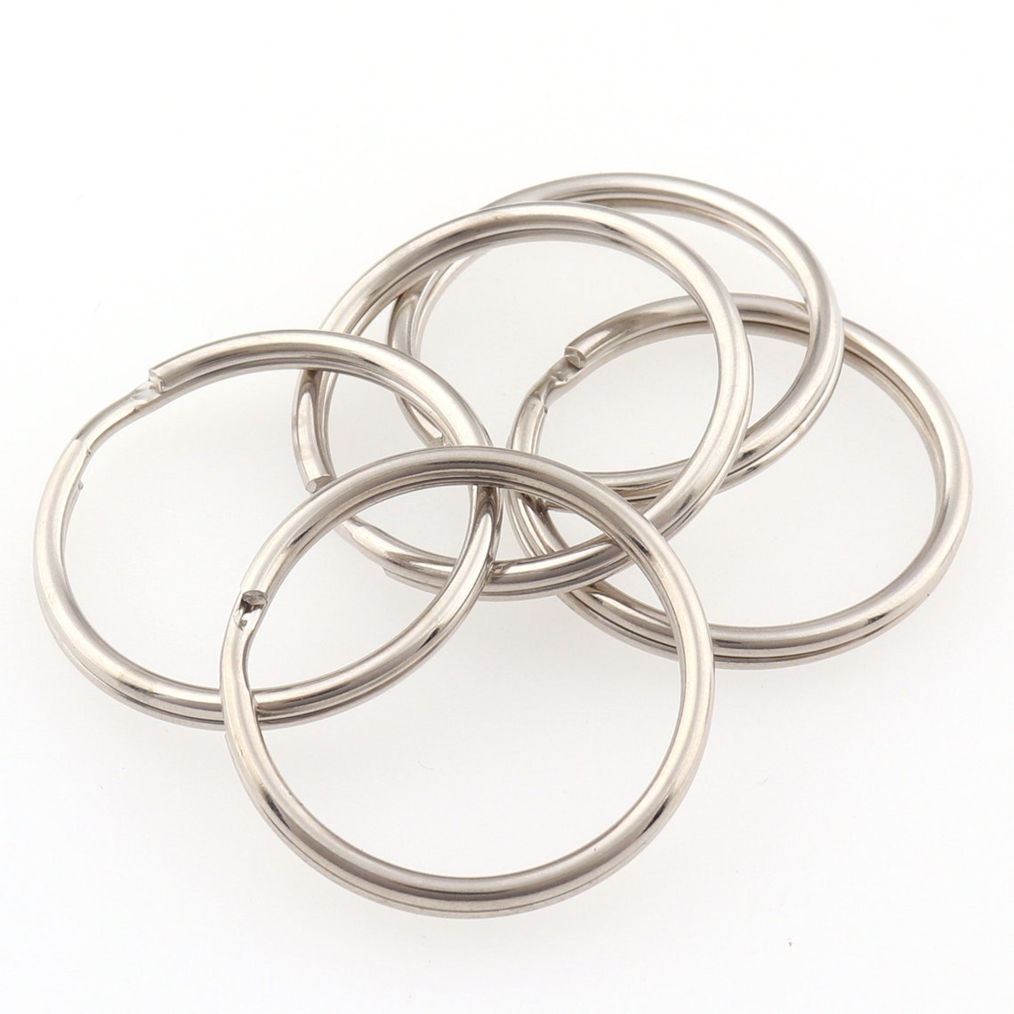 20pcs Silver 30mm Keychains Circle Keyring Findings Fit DIY Keychain