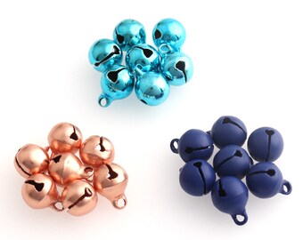 100pcs Jingle Bells 10mm Rose Gold/Mint Green Pendants Hanging Christmas Tree DIY Crafts Jewelry making Decorative Accessories