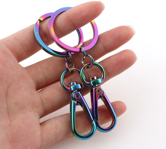 Swivel Hook Keychain With Key Rings Rainbow Includes Classic