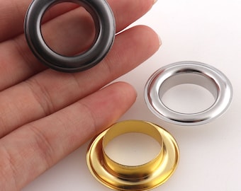 50sets Grommet Occhielli 17mm diametro interno grande Metallo Oro / nickel / Gunmetal Colore con lavatrice per borse Abbigliamento Pelle