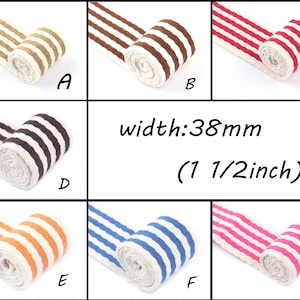 38mm(1.5inch) Wide Striped Webbing Polyester Cotton Fabric Belt Canvas Ribbon for Bag Belt Accessories  Backpack Clothes Decorations