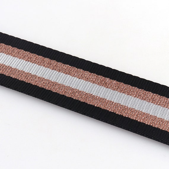 Black 1.5 Shiny Bag Strap Adjustable Crossbody Purse Strap Striped Elastic  Bands Webbing Waistband Stretchy Tape Clothing