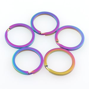 Rainbow Key Ring Keychain  Split Key Ring  Split Ring 1 inch Large Round Split Rings - Wholesale Anodized Titanium Key rings orings