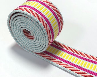 Katoen singels 1.5 "(38mm) gestreepte singels kleurrijke lint zak riem doek riem doek singels Vorm vele kleuren vele stijlen