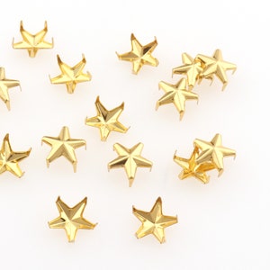 200pcs Metal Gold Stars Shape Claw Spike Rivet Studs for bag, hat, leather,shoe,jeans,chocker decoration craft Sewing accessory
