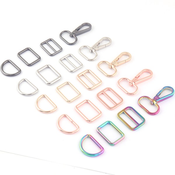 1" Bag slider & D rings set silver, bag making supplies,bag handles, bag strap adjuster, bag making hardware Metal Buckles Buckles for Bags