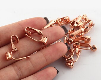 Rose Gold Plated Earring Clip non pierced ears change pierced over to clip Clip on earring converter 6pairs