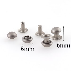 マットシルバー ダブルキャップリベット 100セット 6mm ミニリベット メタルボタン ダブルヘッド 財布用具 リベットスタッド バッグ/レザークラフトアクセサリー