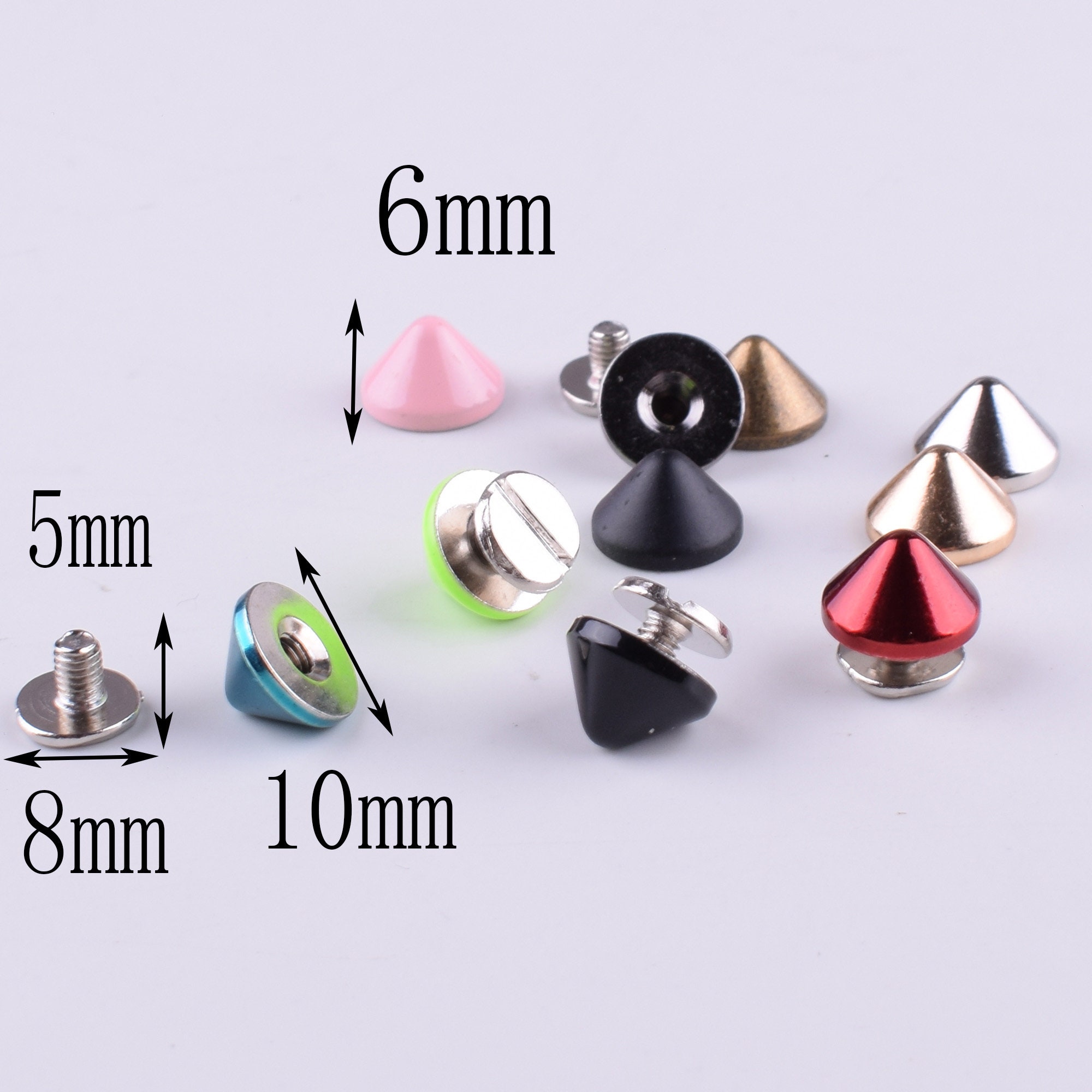 20 Sets Punk Rivet Spike Cone Bullet Metal Spikes Studs Screw Back for ...