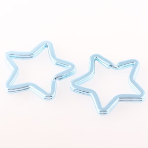 10pc Blue Split Ring Star Keychains Metal Key Chain Ring Split Rings gift Keyring Keyfob Accessories DIY