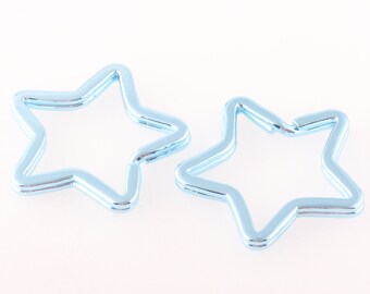 10pc Blue Split Ring Star Keychains Metal Key Chain Ring Split Rings gift Keyring Keyfob Accessories DIY