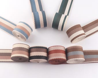 38mm Polyester Cotton webbing 1.5" High Quality Stripe Pattern Webbing for Bag Strap Belt Ribbon Decoration Sewing Accessories
