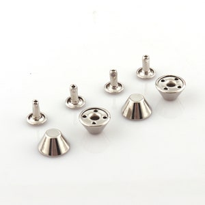 Silver rivets,12*10mm Cone double cap round rivets,50 Sets metal decorative rivet studs,Rapid rivets for purses/crafts leather working