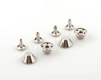 Silver rivets,12*10mm Cone double cap round rivets,50 Sets metal decorative rivet studs,Rapid rivets for purses/crafts leather working