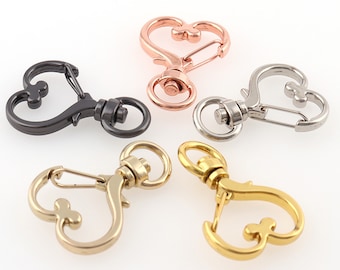 10Pcs Metal Swivel Lobster Clasp Snap Hook Heart Shape Keychain Jewelry Findings