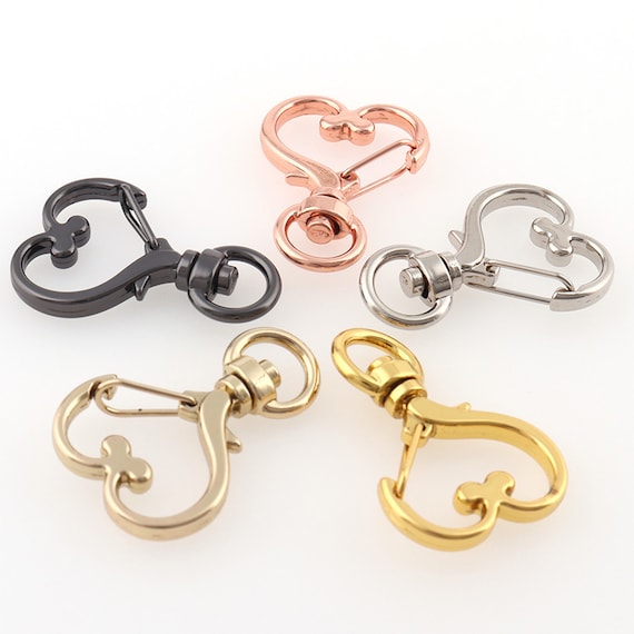 10Pcs Metal Swivel Lobster Clasp Snap Hook Heart Shape Keychain Jewelry Findings