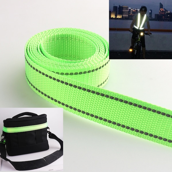 Neon Lime Réfléchissant fluorescent vert Ruban Argent Bande réfléchissante 100% Polyester / Sports Bandes de sangle ruban réfléchissant 1 pouce NOUVEAU!