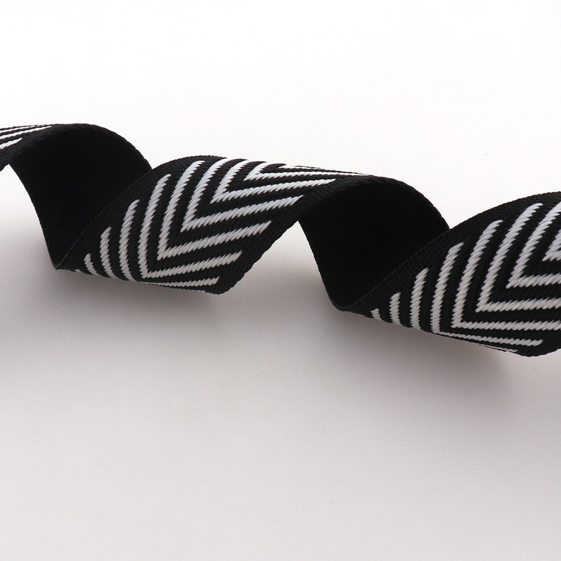 36mm Black and White Herringbone bing Polyester Lanyard Making Strap