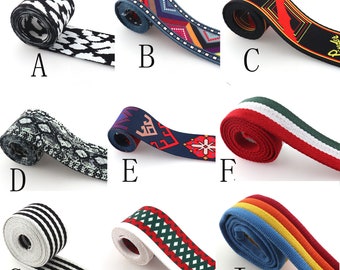 38mm  2" wide 1 1/2" colorful webbing cotton nylon stripe webbing leash strong strap webbing belt bag lanyard diy accessories