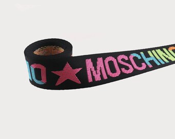 32 mm kleurrijke singelband met letterpatroon lint polyester katoenen canvas riem riem kledingstukken lint van hoge kwaliteit voor doe-het-zelvers