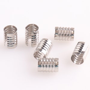 20pcs Silver Crimp Cord Ends Cap - Findings Very Large and Long Round Curve Adjustable Fold Over Crimps End Caps without Loop 13mm x 8mm