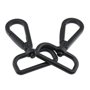 4PCS Metal Black Swivel Lobster Claw D Clasp Hooks Clips Durable Carabiner Clip Spring Key Chain Keyring For Bag 32mm Webbing