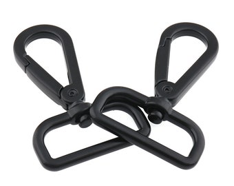 4PCS Metal Black Swivel Lobster Claw D Clasp Hooks Clips Durable Carabiner Clip Spring Key Chain Keyring For Bag 32mm Webbing