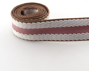 38 MM bredd vit och rosa polyester bomullsduk webbing bältesrem kläder högkvalitativt band för gör-det-själv klädtillbehör