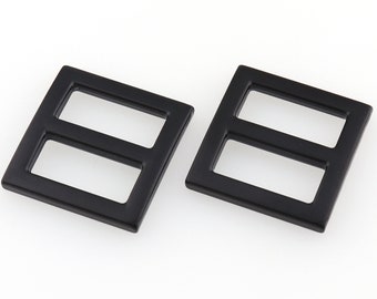 Metal Zinc Alloy Black Square Buckles 3/4'' Tri-glide Buttons for DIY Doll Clothes Bags Shoes