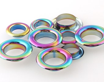 Rainbow color Eyelet Grommets with Washer  Metal Grommets Eyelets garment accessories