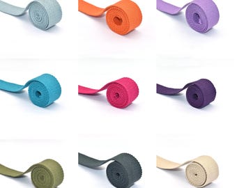 1 inch Cotton Webbing 25mm Heavy Duty Solid Color Cotton Canvas Webbing for Sewing Key Fobs Belts Purse Bag Straps Leash Indoors Craft DIY