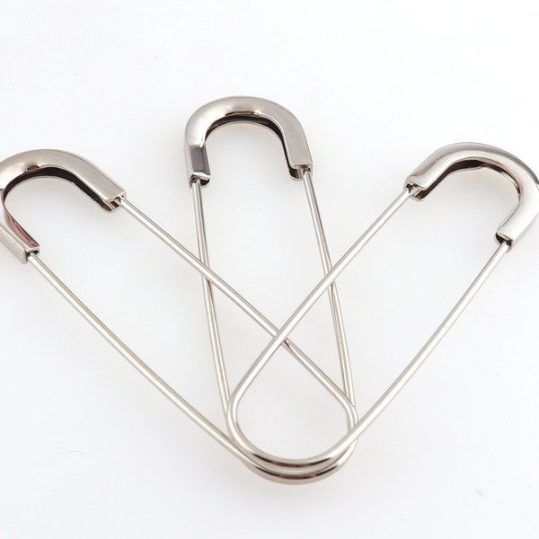 large Safety Pins metal brooch Kilt Pins shawl pins silver color decoration accessories for earring 10pcs