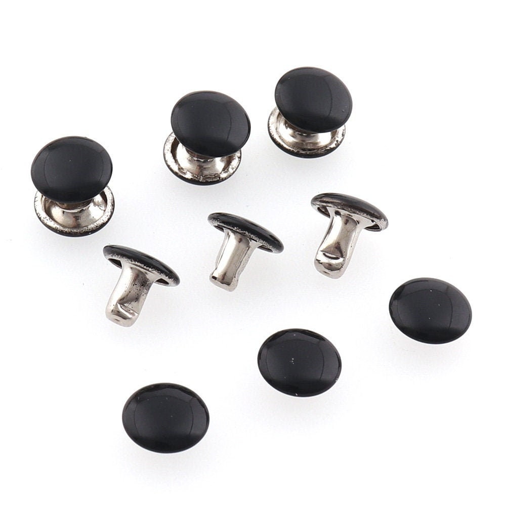 Double Cap Rivets Black 88mm Stud Rapid Rivets Leather Craft Repair