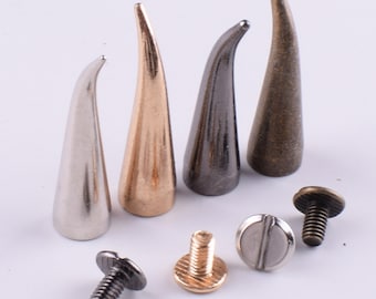 10 conjuntos 36mm oro Punk Rock DIY cono bala metal púas Studs tornillo hacia atrás para artículos de artesanía de cuero Bolsa Cinturón accesorios de cuero