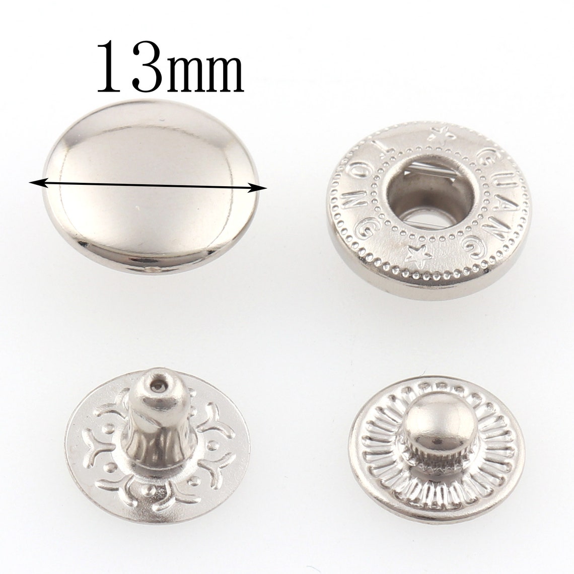 Round Metal S Spring Snap Rivet Button Fastener Closure Press Stud ...