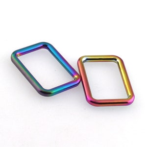 Zinc Alloy Square Buckles Rainbow Color Rectangle Inner1&#39;&#39; Metal Heavy Duty Thickness Handbag Leather Bag Purse Strap Belt