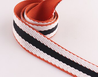 Cinta de lona de algodón de 1,5" de ancho, de alta tenacidad, para mochilas, etiquetas, cintas, cintas de costura para ropa, cintas bies, rayas blancas y negras.