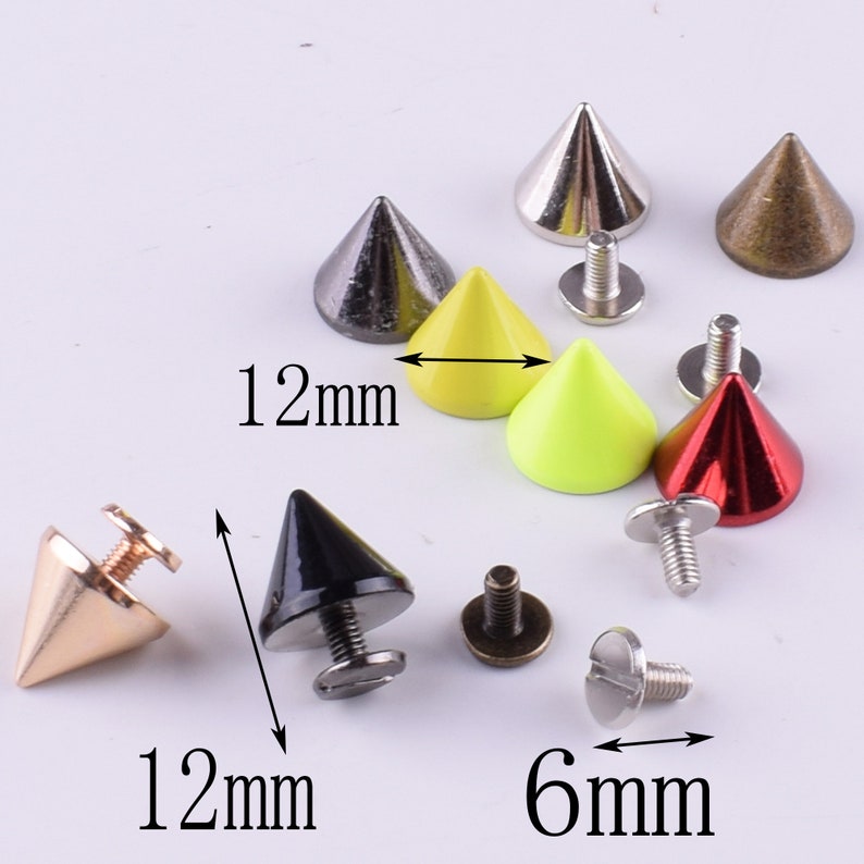 Craft Supplies DIY Wholesale Cone Rivets Screw Punk Studs Leather Crafts Bullet Spikes Rivets 12mm