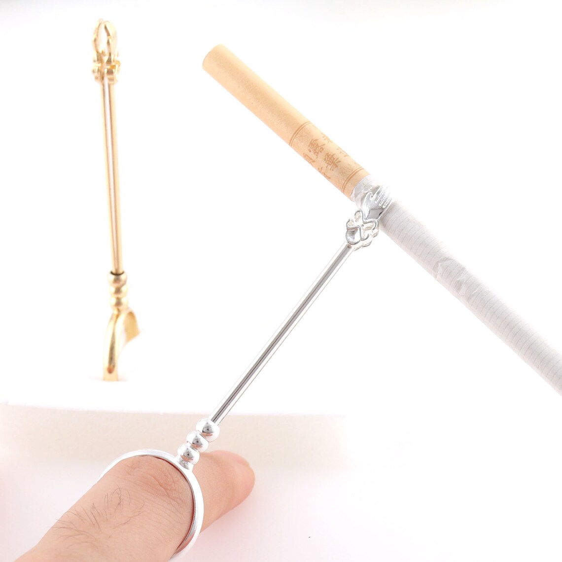 Cigarette holder ring NEW gold or silver 2 pcs Etsy