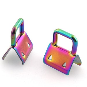 Metal Rainbow Color Key Fob Hardware Buckle 25mm/20mm keychain Split Ring  For Wrist Wristlets Cotton Webbing Clip(12PCS)