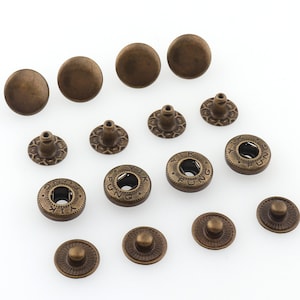New 50sets Antique bronze 12mm Metal Press Studs Sewing Button Snap Fasteners Sewing Fasteners Leather Craft Clothes Bags
