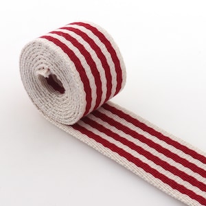 38 mm blanc rayé rouge sangle polyester coton tissu ceinture toile ruban pour sac collier animal de compagnie sac à dos vêtements décorations