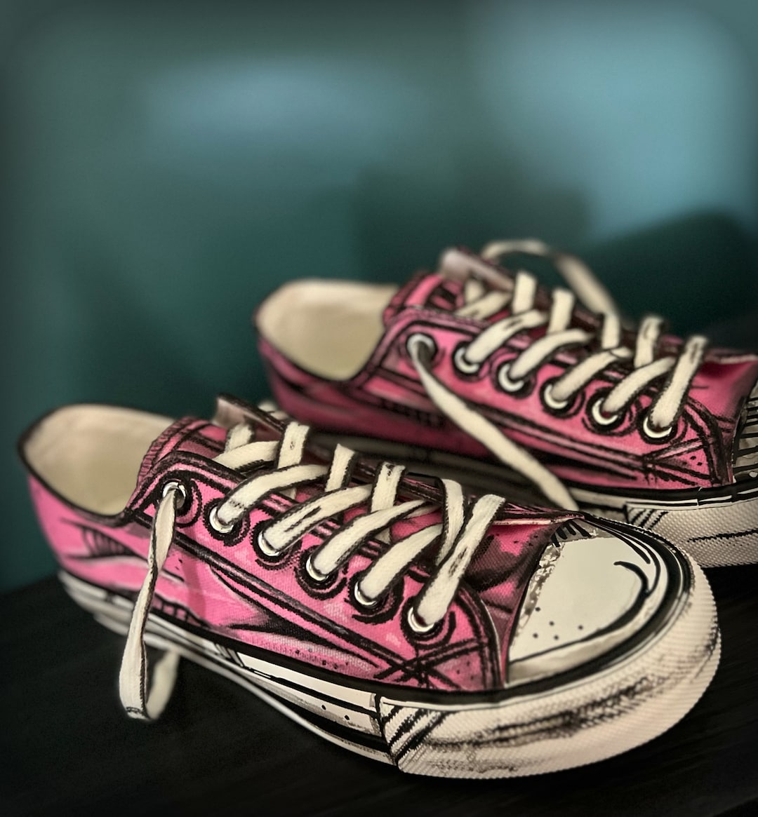 Cartoon Theme Shoes Size 7 Comic Style Shoes Girls Custom Hand Painted Shoes Cartoon Design