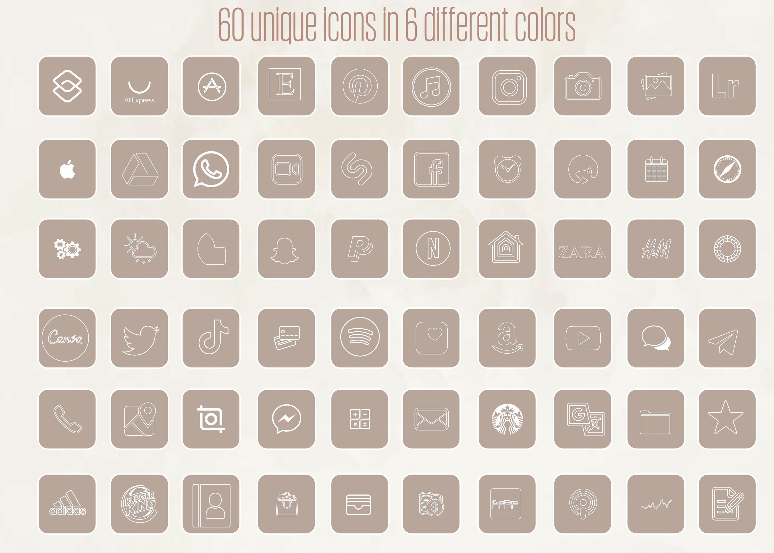 360 Aesthetic Nude Ios14 App Icons Design Icons Iphone | Etsy
