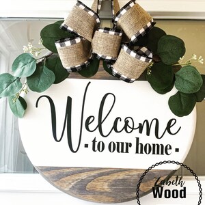 Front Door Welcome Sign, Round Wood Sign, Wall Decor, Welcome, Farmhouse, Door Sign
