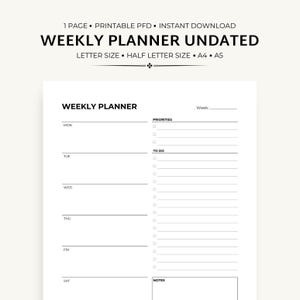Weekly Planner Undated