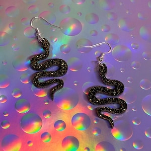 Reputation Snake Earrings, Era Snake Glitter Earrings, Inspired Earrings Halloween Earrings