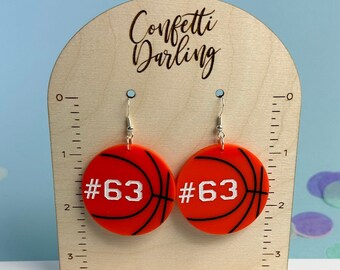 Custom Basketball Earrings, Basketball Mom Earrings, Personalized Basketball Earrings, Basketball Gifts