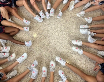 Custom COLOR Personalized Cheer Shoe Charms, Customizable Cheer Gifts, Cheerleader Team Gifts, Cheer Competition Gifts Shoelace Charm
