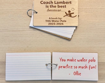 Wood Personalized Water Polo Coach Gift Book, Water Polo Coach Thank You Gift, Water Polo Team Coach End Of Season Gift